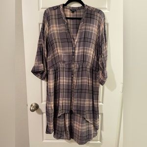 Torrid Plaid Babydoll Tunic Top with 3/4 Sleeves, Size 1